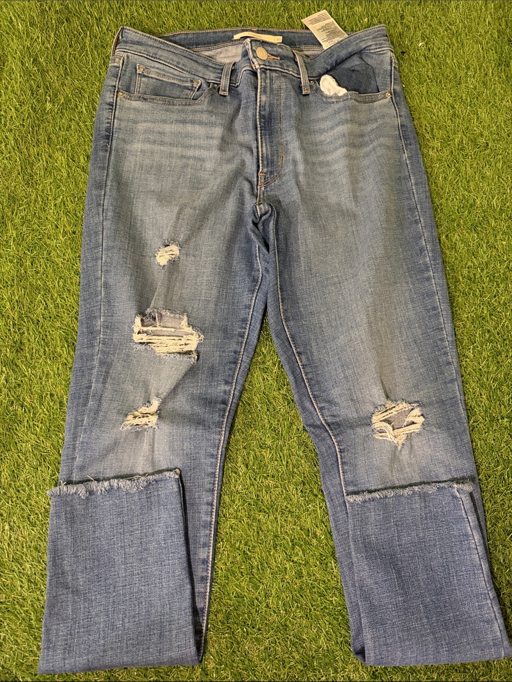 Women’s Distressed Light Blue Jeans - Casual Ripped Style